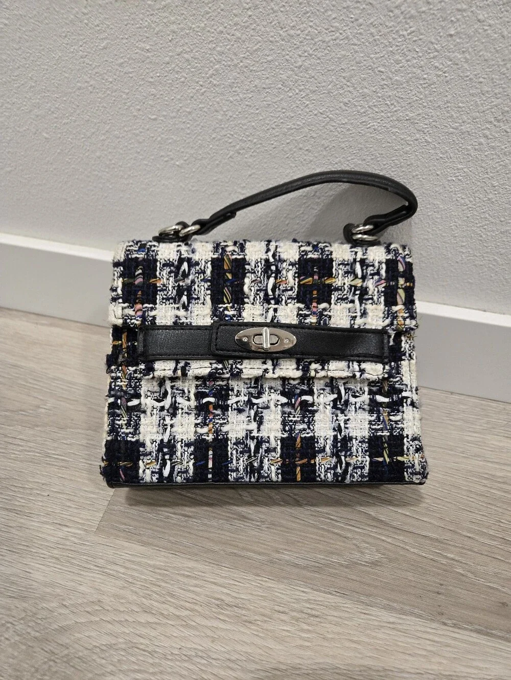 Madden NYC Navy & White plaid Handbag